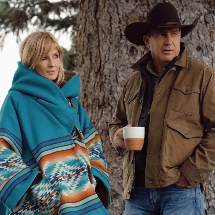 KELLY REILLY YELLOWSTONE BLUE HOODED COAT