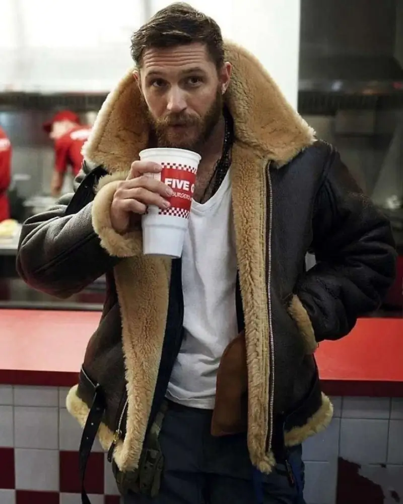 Tom Hardy Shearling Bomber Leather Jacket