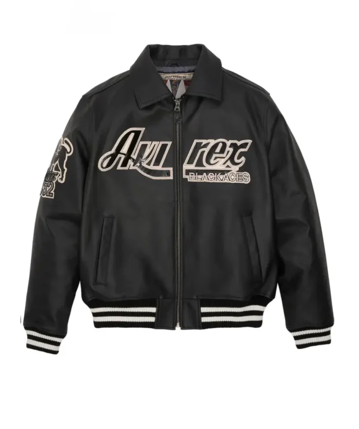 Avirex Tuskegee Black Aces Leather Jacket Black