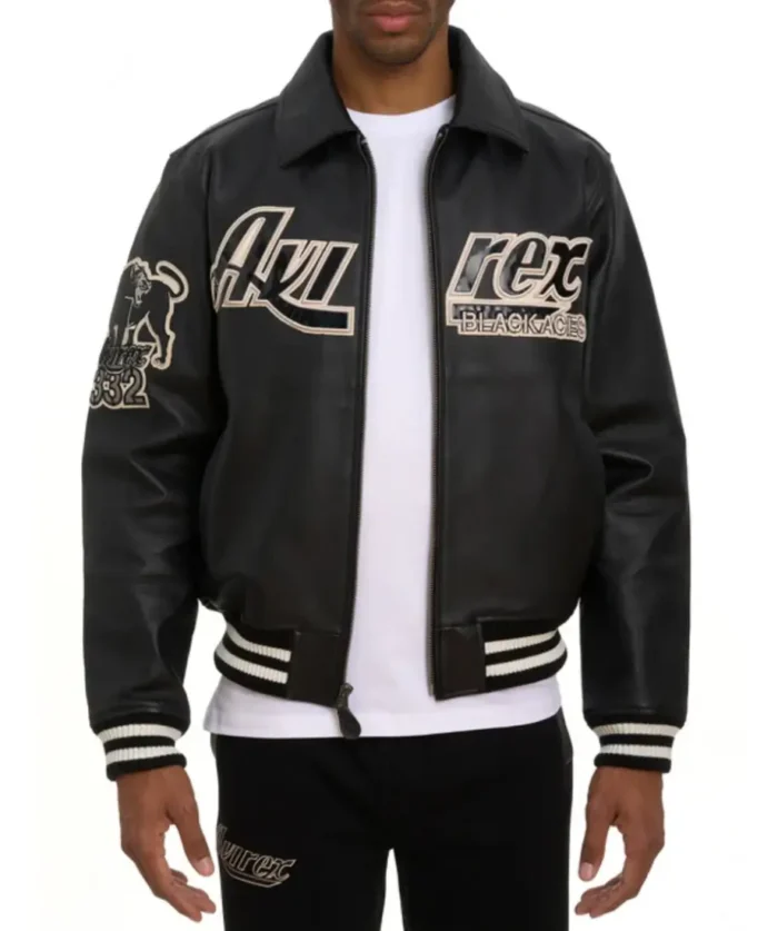 Avirex Tuskegee Black Aces Leather Jacket Black