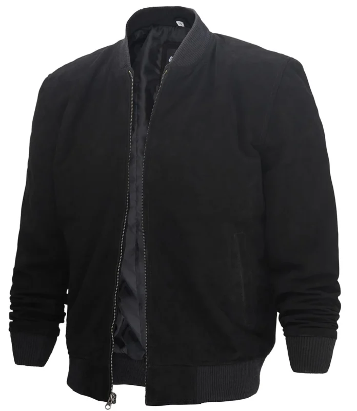 Adamsville Mens Black Suede Bomber Jacket