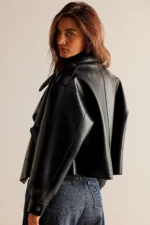 Alexis Vegan Leather Cropped Trench Coat