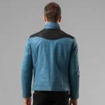 Blue and Black Leather Jacket For Men