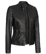 Carrie Women's Black Cafe Racer Leather Jackets