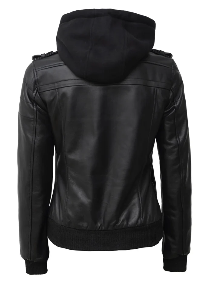 Edinburgh Womens Black Bomber Leather Jacket