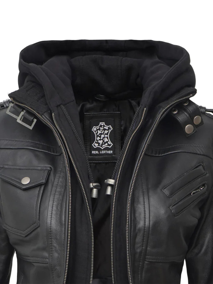 Edinburgh Womens Black Bomber Leather Jacket