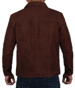 Logan Men's Dark Brown Suede Leather Trucker Jacket