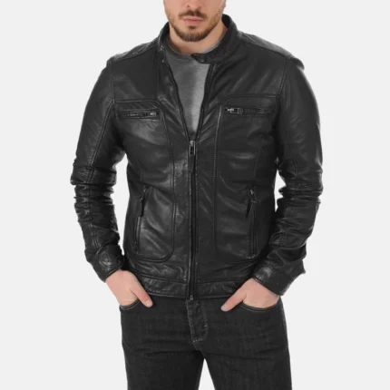 Men’s Black Leather Biker Jacket