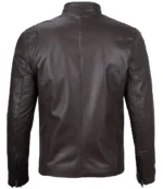 Mens Dark Brown Cowhide Cafe Racer Leather Jacket