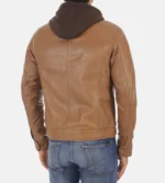 Men’s Erico Cognac Lambskin leather Hoodie Jacket