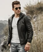 Men’s Hooded Real Sheepskin Leather Jacket