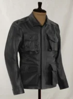 Men’s Real Leather Safari Jacket Retro Blazer Coat Sylas Black