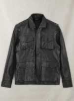 Men’s Real Leather Safari Jacket Retro Blazer Coat Sylas Black