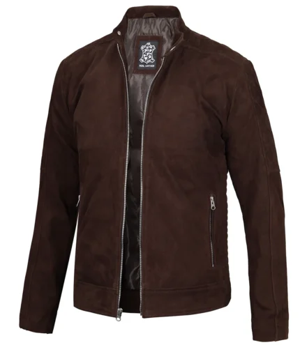 Miguel Men's Quilted Brown Suede Jacket