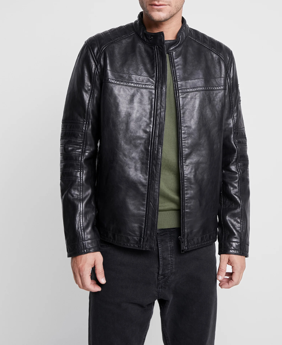 Milo Mens Black Cafe Racer Leather Jacket