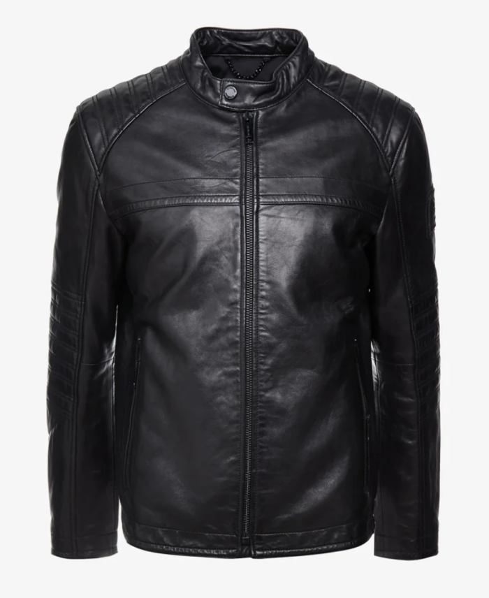 Milo Mens Black Cafe Racer Leather Jacket