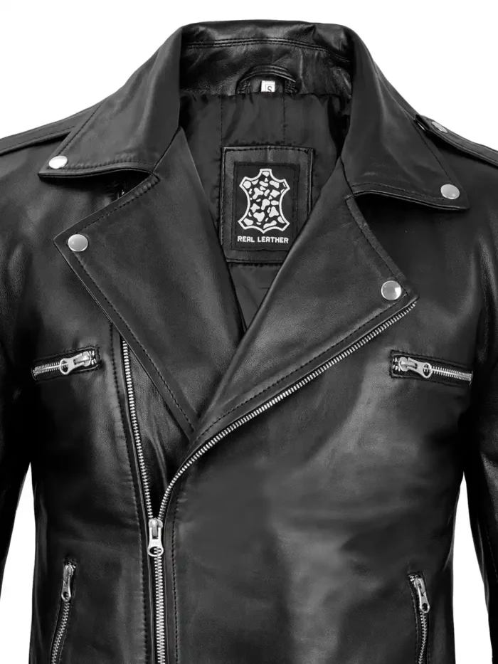 Negan Men's Black Asymmetrical Biker Leather Jacket