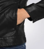 Onsal Classic Black Cafe Racer Leather Jacket