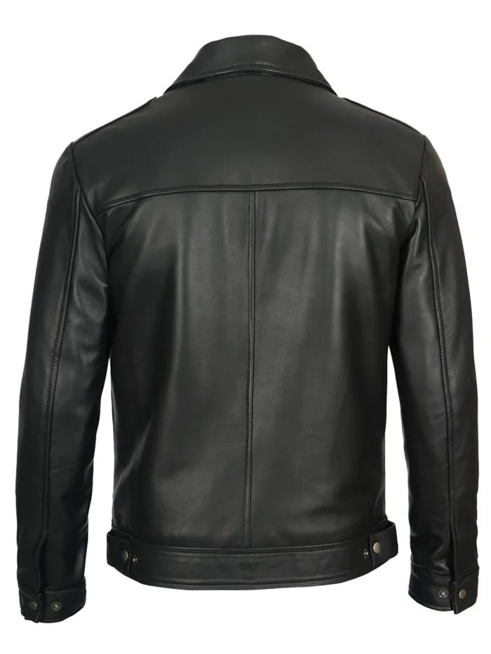 Reeves Mens Black Harrington Vintage Leather Jacket