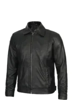 Reeves Mens Black Harrington Vintage Leather Jacket