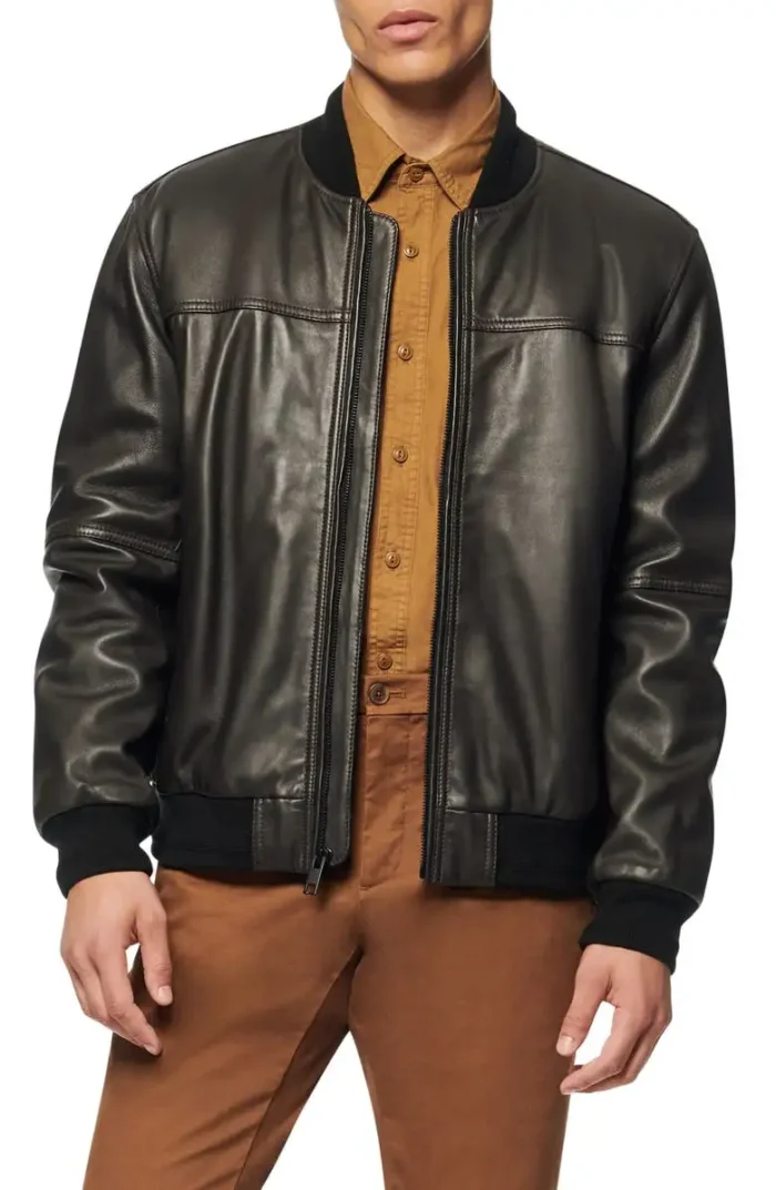 Summit Andrew Bomber Black Leather Jacket