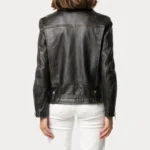 Womens Black Distressed Biker Leather Jacket