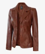 Women’s Casual Brown Leather Blazer