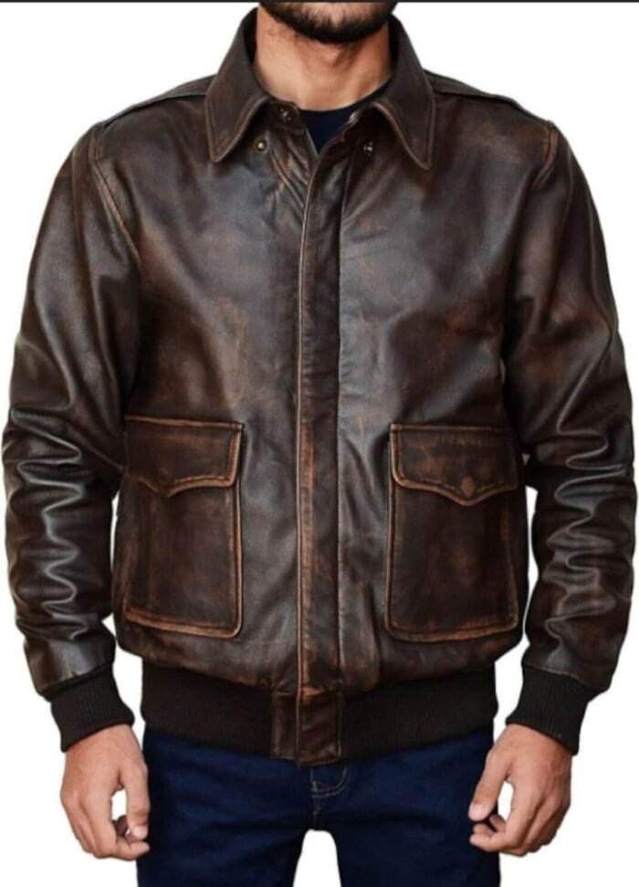 A2 Bomber Air Force Brown Distressed Leather Jacket