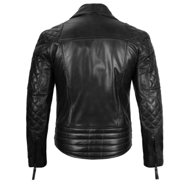 Black Quilted Asymmetrical Leather Jacket