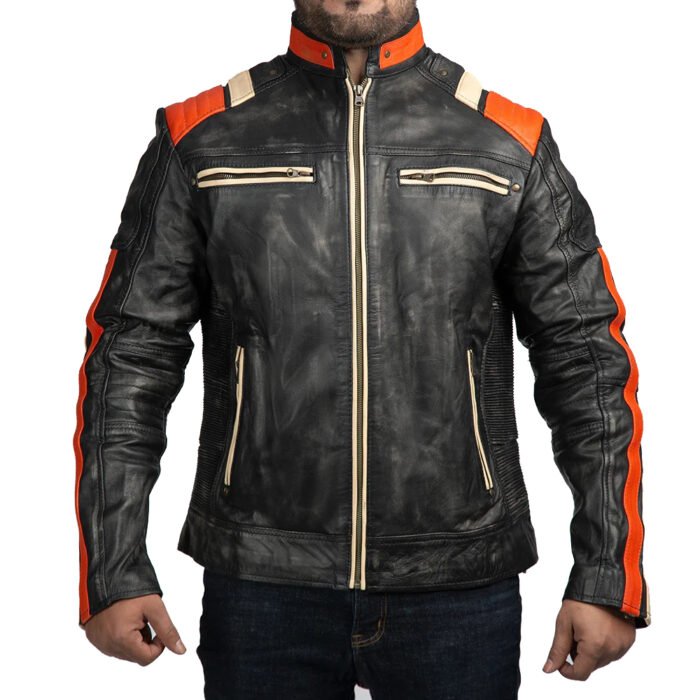 Cafe Racer Black Biker Retro Leather jacket