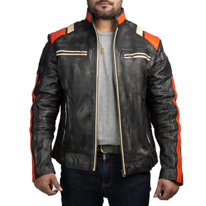 Cafe Racer Black Biker Retro Leather jacket