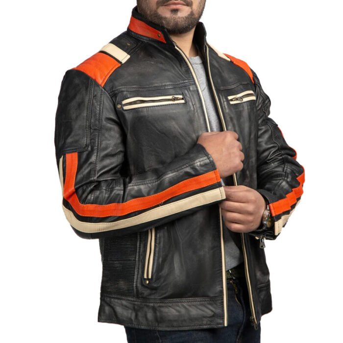 Cafe Racer Black Biker Retro Leather jacket