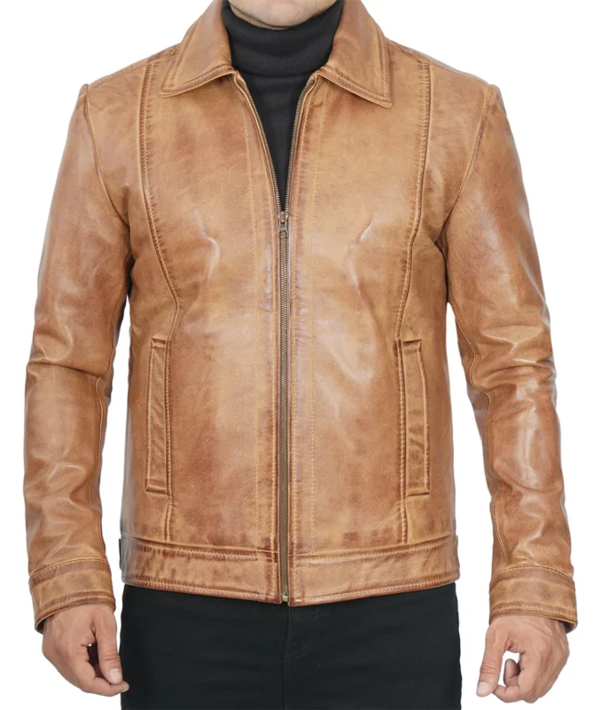 Daniel Camel Brown Vintage Leather Jacket