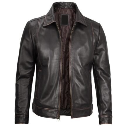 Dark Brown Real Leather Jacket