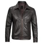 Dark Brown Real Leather Jacket