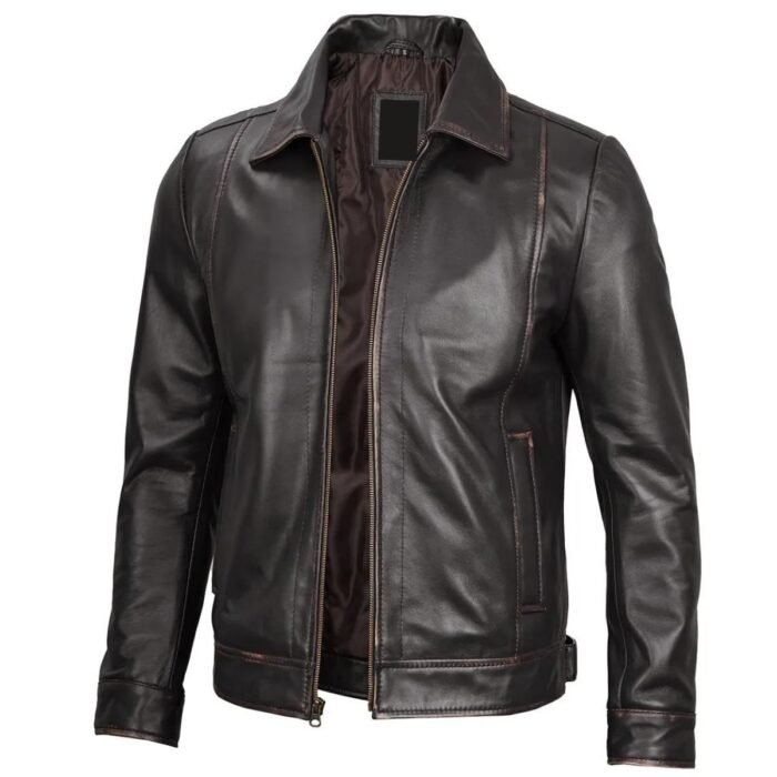 Dark Brown Real Leather Jacket