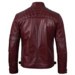 Maroon Cafe Racer Quilted Leather Jacket