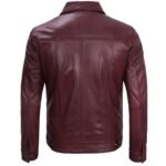 Maroon Trucker Leather Jacket