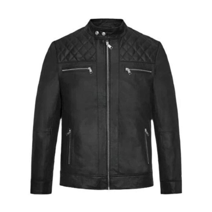 Mens Black Biker Leather Jacket