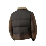 Men’s Brown Shearling Puffer Leather Jacket