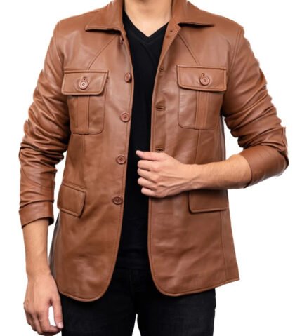 Men’s Brown lambskin Leather Blazer