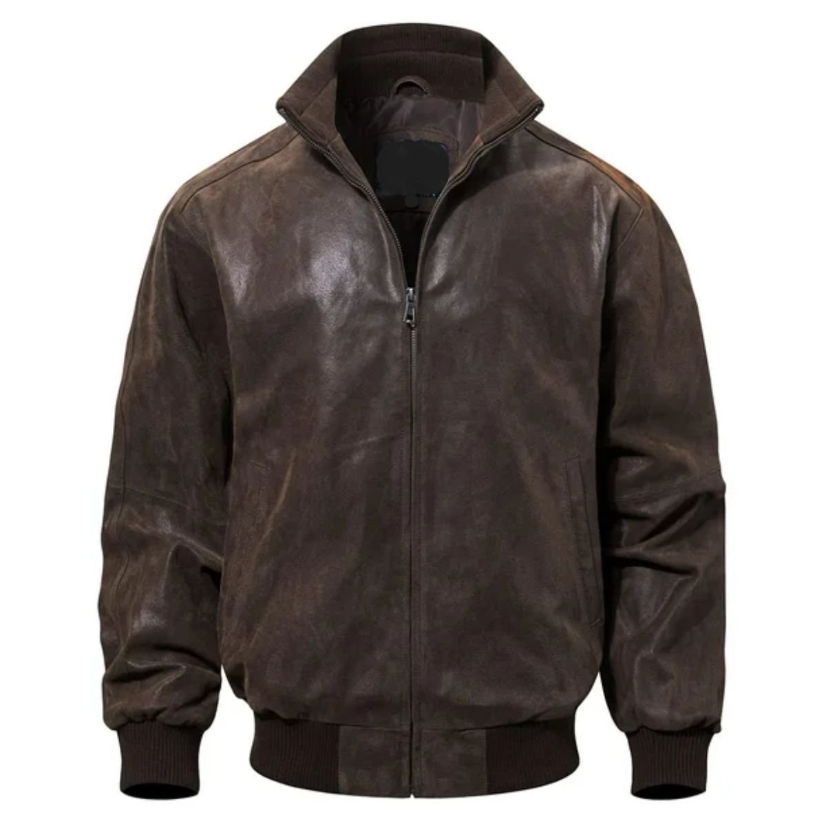 Mens Casual Real Dark Brown Bomber Leather Jacket