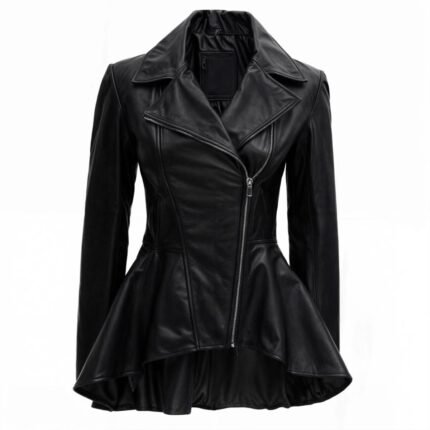 Black Peplum Leather Jacket