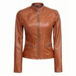 Cafe Racer Tan Biker Leather Jacket