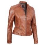 Cafe Racer Tan Biker Leather Jacket