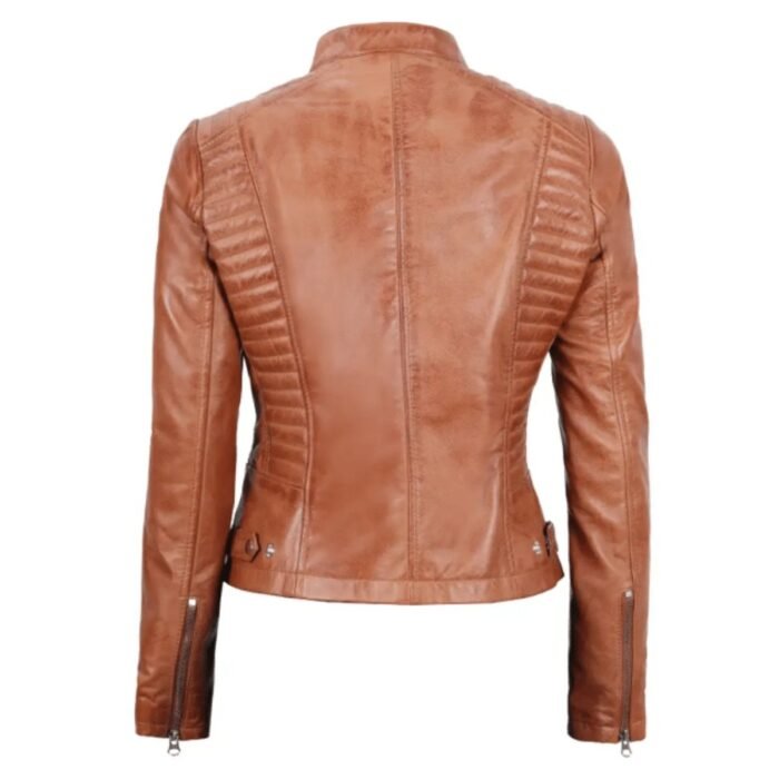 Cafe Racer Tan Biker Leather Jacket