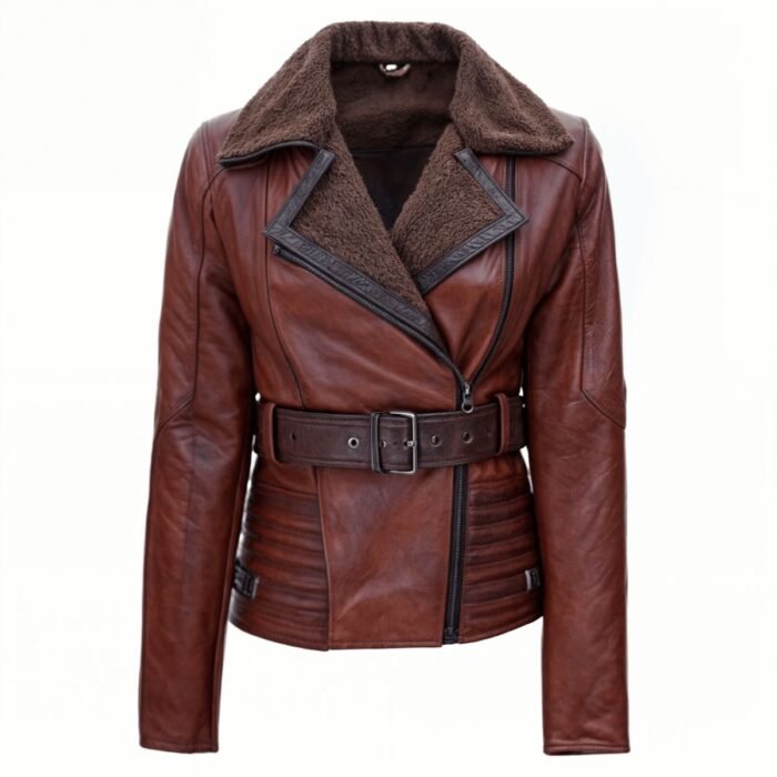 Dark Brown Shearling Leather Jacket