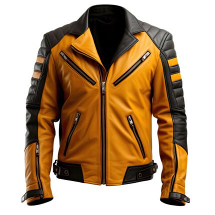 Mens Sheepskin Cafe Racer Leather Biker Jacket