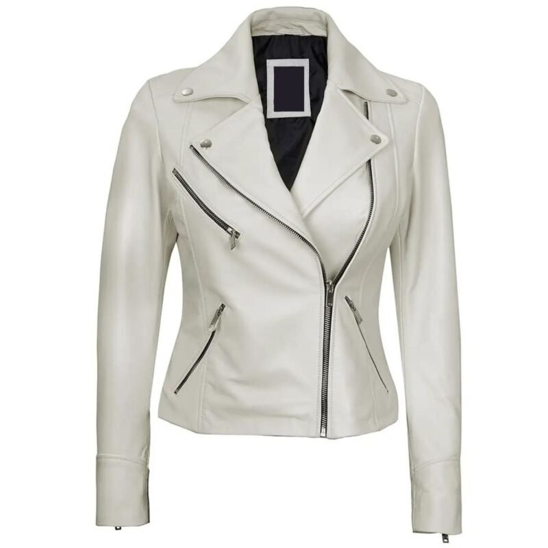 Womens White Motorcycle Leather Jacket