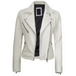 Womens White Motorcycle Leather Jacket